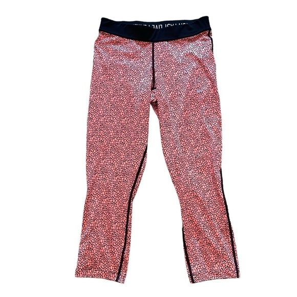 Nike Dri-Fit Relay Crop Running Leggings Coral / Pink / Black Sz Small - Picture 2 of 12